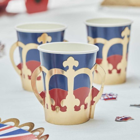 Union Jack Crown Party Cups I Coronation Party Tableware I My Dream Party Shop UK