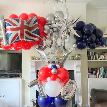 50 Union Jack Balloons – Red White Blue Latex, Queen Jubilee, UK Party