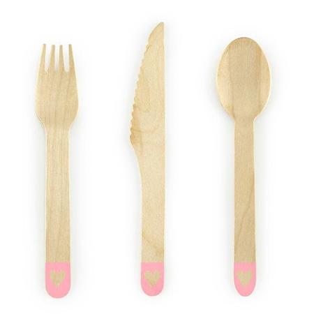 Blush Pink Heart Wooden Cutlery I Eco Friendly Cutlery I My Dream Party Shop I UK