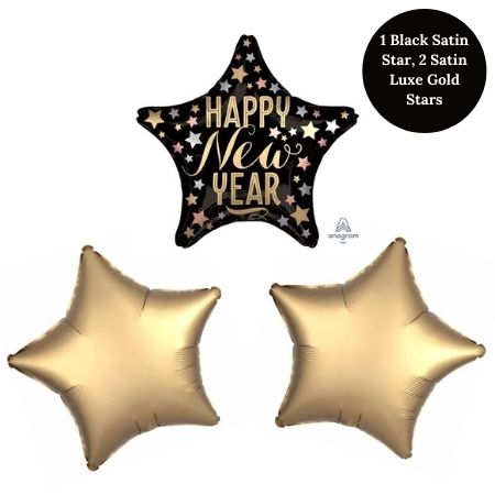 Helium Inflated Satin Stars Happy New Year Balloon Clusters I Ruislip I My Dream Party Shop