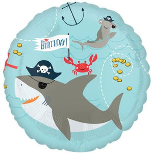 Sea Ahoy Pirate Shark Happy Birthday Balloon I Under the Sea Party I My Dream Party Shop UK
