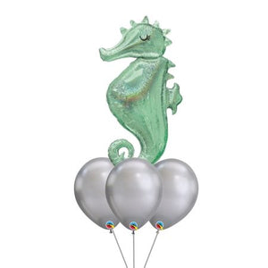 Green Sea Horse Helium Balloon Bouquet I Mermaid Balloons for Collection I My Dream Party Shop Ruislip