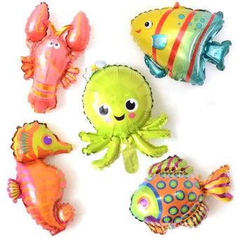 Sea Creatures and Fishes I Set of 5 Foil Balloons I My Dream Party Shop I UK