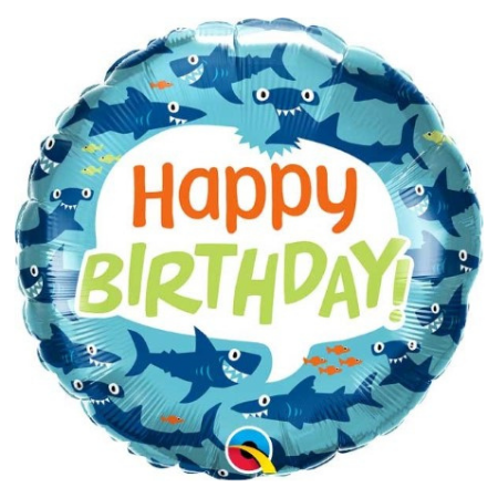 Sharks Happy Birthday Helium Balloon for Collection Ruislip I My Dream Party Shop