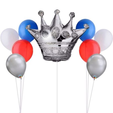 Silver Crown and Helium Balloon Bouquets I Collection Ruislip I My Dream Party Shop