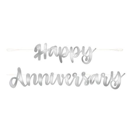 Silver Happy Anniversary Banner I Anniversary Party Decorations I My Dream Party Shop UK