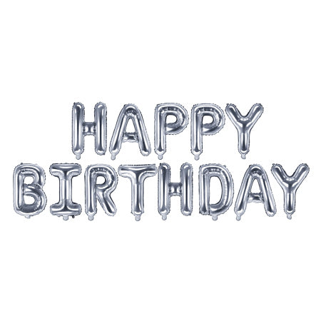 Silver Happy Birthday Balloon Bunting I Silver Party Decorations I My Dream Party Shop UK