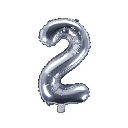 Small Silver Foil Number Two Balloons 14 Inches I My Dream Party Shop I UK