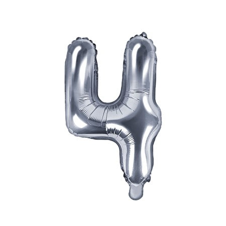 Small Silver Foil Number Four Balloons 14 Inches I My Dream Party Shop I UK