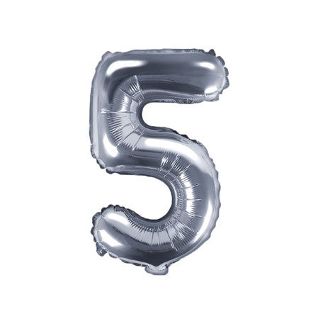 Small Silver Foil Number Five Balloons 14 Inches I My Dream Party Shop I UK