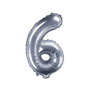 Small Silver Foil Number Six Balloons 14 Inches I My Dream Party Shop I UK