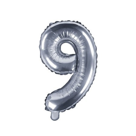Small Silver Foil Number Nine Balloons 14 Inches I My Dream Party Shop I UK