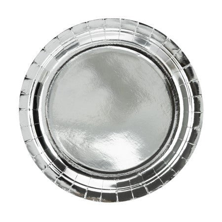 Large Round Silver Foil Plates I Modern Silver Party Decorations I My Dream Party Shop I UK