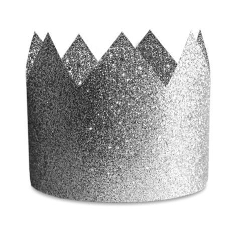 Silver Sparkly Crown Party Hat, Set of 8 - Glitter Crown - My Dream Party Shop