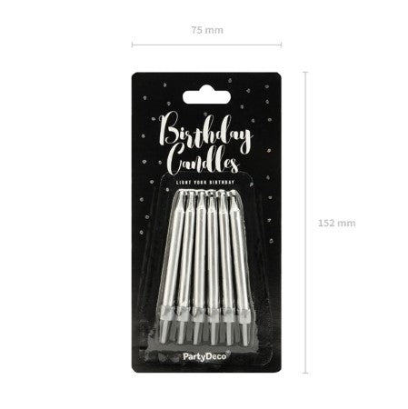 Metallic Silver Candles I Modern Cake Accessories I My Dream Party Shop UK