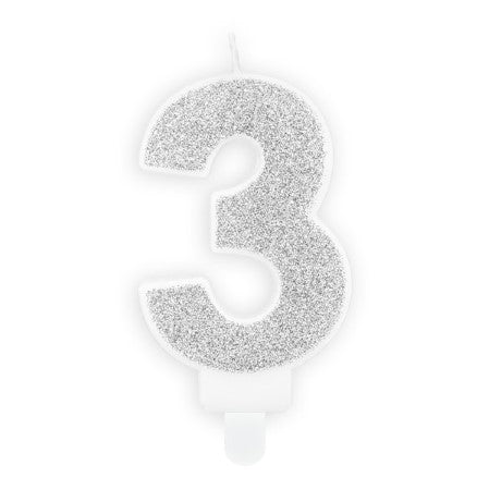 Silver Glittery Birthday Candle Numbers I My Dream Party Shop I UK