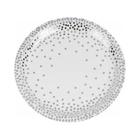 Silver Polka Dot Plates I Modern Silver Party Tableware I UK