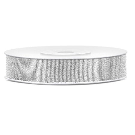 Silver Glitter Party Decoration Ribbon 25 Metres, 10mm Thick My Dream Party Shop