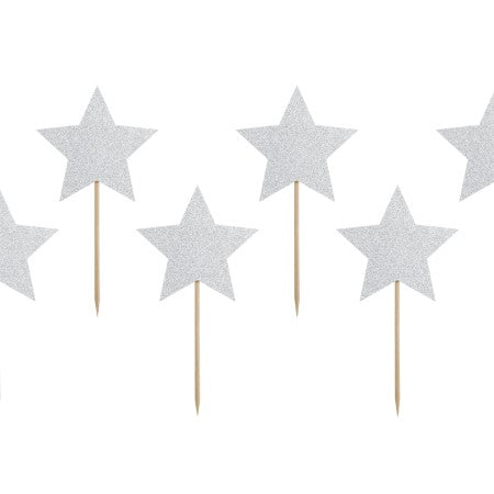 Star Silver Glittery Canapé Toppers I My Dream Party Shop I UK