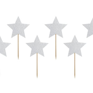 Star Silver Glittery Canapé Toppers I My Dream Party Shop I UK