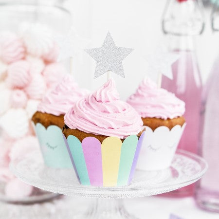 Star Silver Glitter Canapé or Cake Toppers I My Dream Party Shop I UK