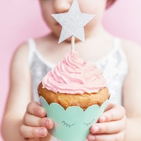 Silver Glitter Star Cake Toppers I My Dream Party Shop I UK