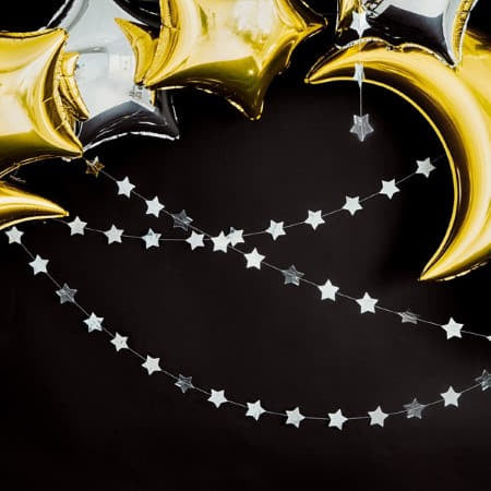 Silver Foil Star Bunting I Stunning Silver Decorations I My Dream Party Shop I UK