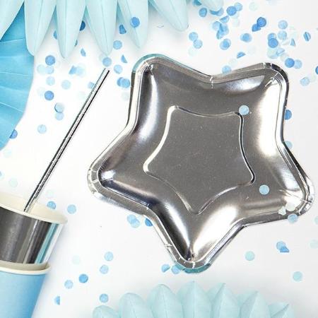 Large Silver Star Plates I Modern Silver Party Tableware I UK