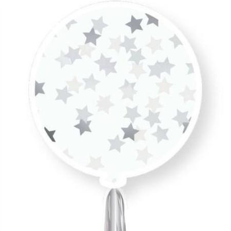 Silver Tassel Tail 3ft Star Confetti Latex Balloon I Silver Party Supplies I My Dream Party Shop