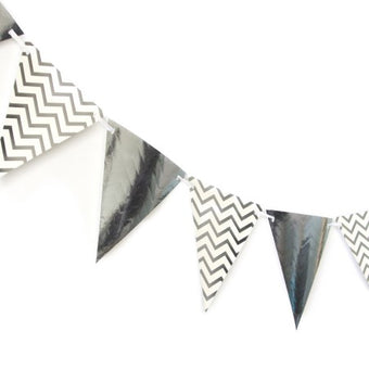 Silver Foil Flag Bunting I Modern Silver Party Decorations I My Dream Party Shop I UK