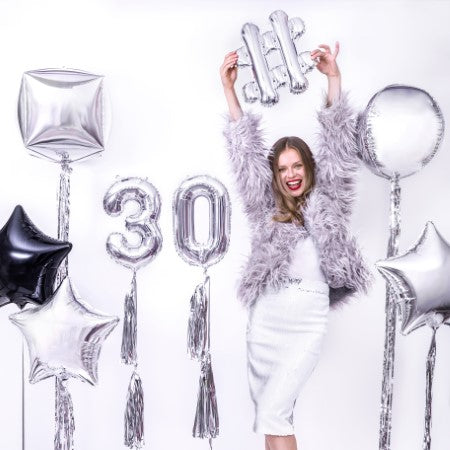 Small Silver Foil Number Balloons 14 Inches I My Dream Party Shop I UK