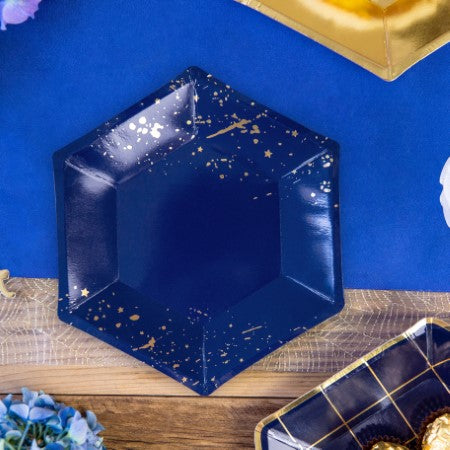 Luxury Navy Party Plates with Gold Pattern I My Dream Party Shop UK