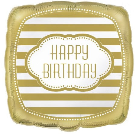 Square Gold Happy Birthday Balloon I Modern Birthday Balloons I My Dream Party Shop