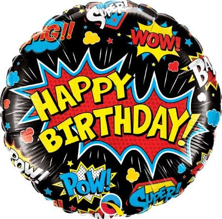Happy Birthday Pop Art Superhero Balloon I Pop Art Super Hero Party I My Dream Party Shop UK