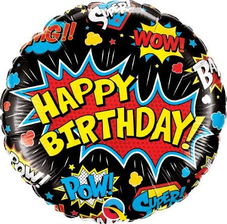 Happy Birthday Pop Art Superhero Balloon I Superhero Party Decorations I My Dream Party Shop UK