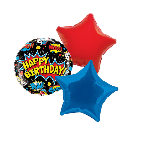 Black Superhero Happy Birthday Balloon Bouquet I Helium Balloon Ruislip I My Dream Party Shop
