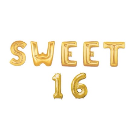 Sweet 16 Gold Balloon Bunting I 16th Birthday Party Decorations I My Dream Party Shop UK