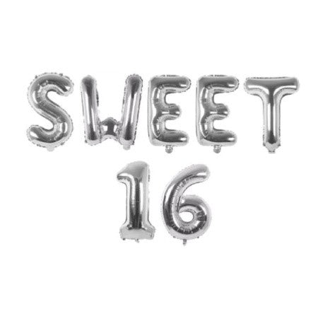 Sweet 16 Silver Balloon Bunting I 16th Birthday Party Decorations I My Dream Party Shop UK