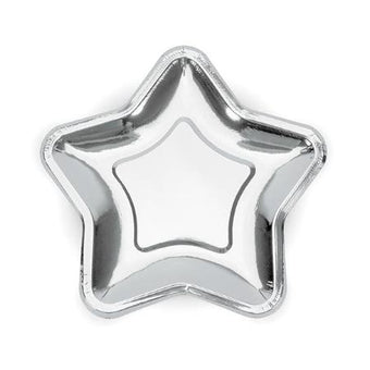 Silver Star Paper Plates 18 cm - My Dream Party Shop