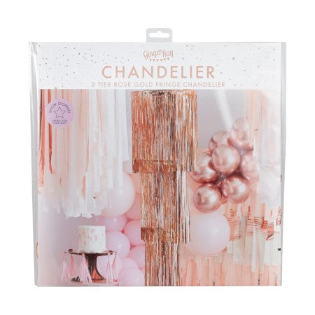 Rose Gold Fringe Party Chandelier I Rose Gold Party Supplies I My Dream Party Shop UK