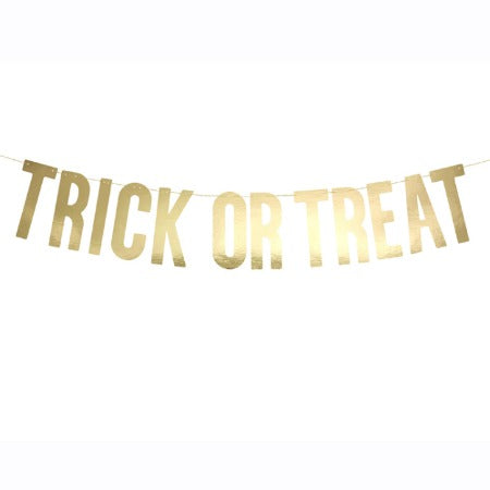 Gold Halloween Trick or Treat Garland I Modern Halloween Party Decorations UK