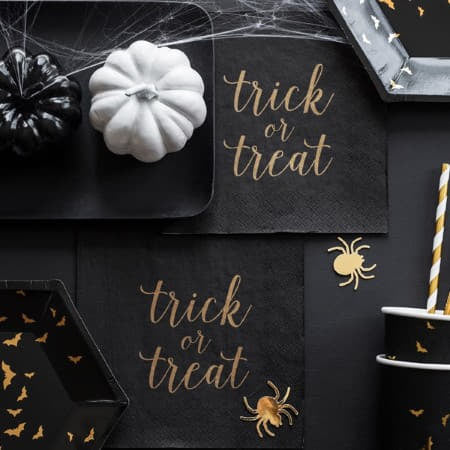 Trick or Treat Black Napkins I Cool Halloween Party Supplies I My Dream Party Shop I UK