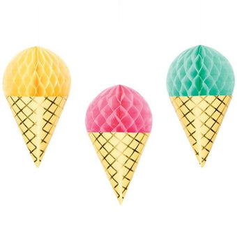 Trio of Ice Cream Honeycomb Decorations I Ice Cream Party I My Dream Party Shop