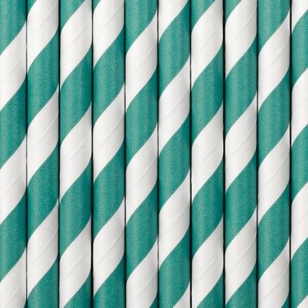 Turquoise and White Striped Straws I Modern Turquoise Party Tableware I My Dream Party Shop UK