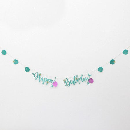Turquoise Glitter Sea Themed Happy Birthday Garland I Under the Sea Party I My Dream Party Shop 
