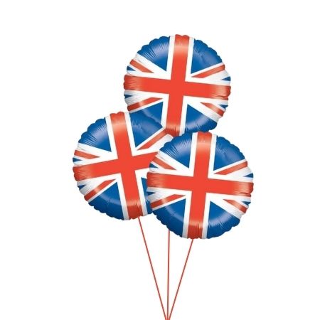 Union Jack Flag Round Foil Helium Balloon Trio I My Dream Party Shop