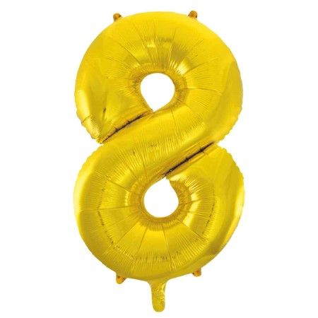 Helium Inflated Gold Foil Number 8 Balloon 34 Inches I Collection Ruislip I My Dream Party Shop