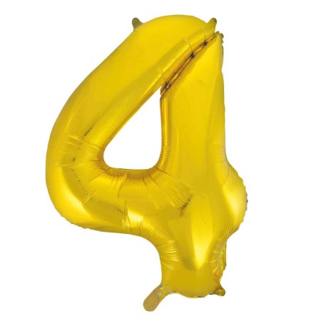 Helium Inflated Gold Foil Number 4 Balloon 34 Inches I Collection Ruislip I My Dream Party Shop
