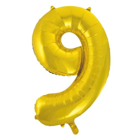 Helium Inflated Gold Foil Number 9 Balloon 34 Inches I Collection Ruislip I My Dream Party Shop