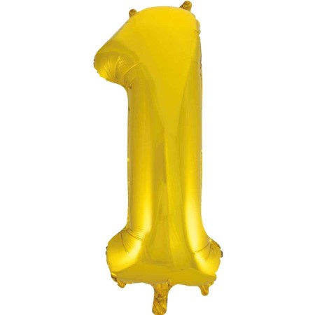 Helium Inflated Gold Foil Number 1 Balloon 34 Inches I Collection Ruislip I My Dream Party Shop
